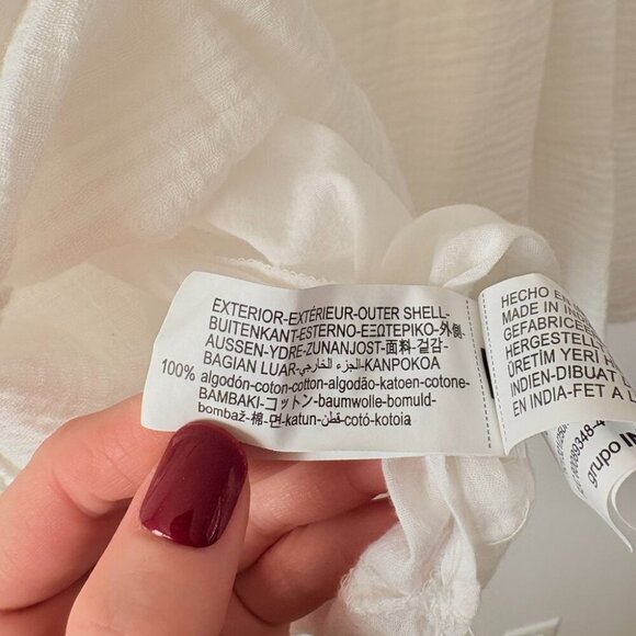 Zara Gauze Crinkle Spaghetti Strap Mini Dress White NWOT Size Medium - Picture 7 of 7